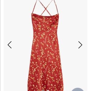 WeWoreWhat Tie Back Red floral Midi Dress